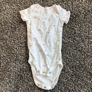 Pink and White Crown Print Kids One Piece